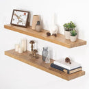Floating Shelves for Wall, 40"W x 9.3"D x 1.5"H Rustic Solid Elm Wood Wall Shelves, Set of 2 with Invisible Heavy-Duty Metal Bracket, Deep Floating Shelf for Living Room Kitchen, Natural Finish by CozyNest Decor
