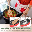 Wooden Spoons for Cooking, 8 Pcs Beech Wood Wooden Kitchen Cooking Spoon Utensil Tools Set Includes Spatula Skimmer Pasta Scoop Non-Stick Cookware Safe by HOWHONG by CozyNest Decor