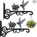 2-Pack 10 Inch Aesthetic Plant Hangers Outdoor – Metal Hanging Plant Bracket with Beautiful Hummingbird Pattern – Heavy Duty Plant Hooks for Hanging Plants, Bird Feeder, Wind Chime, Lantern by GreenHaven Gardens