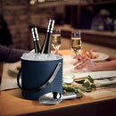 3L Ice Bucket with Silicone Lid, Scoop, Tongs & Strainer, Stainless Steel Double Wall Insulated Ice Buckets for Parties & Cocktail Bar, Outdoor Champagne Ice Container Bin, Navy by CozyNest Decor