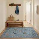 3x5 Washabl Rug with Insect Print - Bug Rug Non-Shedding Stain Resistant Soft Small Carpet for Bedroom, Low Pile Ultra-Thin Machine Washable Carpet for Nursery,Entrance, Office (3'x5' Blue) by TinyTreasures Baby Boutique