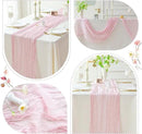 Sioloc 1 Pack Light Pink Cheesecloth Table Runner Fall Autumn Decor for 10ft(35" x120" ) Table Cloth for Tea Wedding Birthday Party Baby Bridal Shower Halloween Thanksgiving by CozyNest Decor