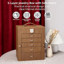 6 Tier Jewelry Box, Jewelry Case with 5 Drawers, Large Storage Capacity, with Mirror, Lockable, Jewelry Storage Organizer, Gift for Loved Ones by TinyTreasures Baby Boutique