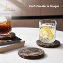 Marble Coasters Set of 4, Natural Gray Stone 4 Inch/10 cm, Modern Round Travertine Drink Coasters for Home Decor, Coffee Table, Office by CozyNest Decor