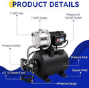 Acquaer 1.6 HP Shallow Well Pump with Pressure Tank, Stainless Steel, 1320 GPH 115V Irrigation, Automatic Water Booster Jet Pump for Home, Garden, Lawn by GreenHaven Gardens