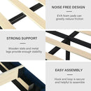 Twin Bed Frame, Velvet Upholstered Platform Bed with Vertical Channel Tufted Headboard and Footboard, No Box Spring Required, Easy Assembly, Blue by CozyNest Decor