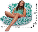 Posh Creations Structured Comfy Bean Bag Chair for Gaming, Reading, and Watching TV, Laguna Lounger, Canvas - Roses Mint by TinyTreasures Baby Boutique