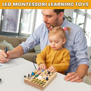 Joyreal Montessori Toddler Busy Board, 19 Led Wooden Sensory Board Educational Toy, Montessori Toys for 1-6 Year Old, Travel Toys Gifts for Toddlers Boys and Girls by TinyTreasures Baby Boutique