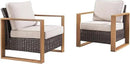 Wicker Outdoor Patio Chairs Set of 2, Rattan Patio Furniture Chairs with Sturdy Frame,All-Weather PE Wicker,Wide Armrest,Deep Seating and Thick Cushions for Deck Porch Garden(Brown/Beige) by CozyNest Decor