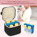 Fasrom Breastmilk Cooler Bag with Ice Pack Fits 4 Baby Bottles up to 5 Ounce, Insulated Baby Bottle Bag for Nursing Moms Daycare or Travel, Easily Attaches to Stroller, Black (Patent Design) by TinyTreasures Baby Boutique