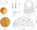 Bamboo Baby Feeding Set for Infants & Toddlers - Baby Essentials, Non-Toxic, Sustainable, Bamboo Suction Plate & Bowl, Bib, Sippy Cup w/Lid & Straw, Daily Use, Travel, Baby Shower Gifts (Vanilla) by TinyTreasures Baby Boutique