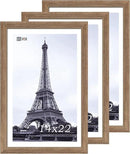 VCK 14x22 Picture Frame 3 Pack - Brown Walnut, Natural Textured Solid Wood Frame, Wall Gallery Frame by CozyNest Decor