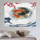 Houselerax Koi Fish Tapestry, Japanese Style Yin Yang Big Wave Cherry Blossoms Tapestries Wall Hanging for Bedroom Living Room Office Decor 80"x60" by CozyNest Decor