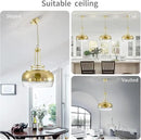 WUZUPS Gold Chandelier Rustic Farmhouse Industrial Round Ceiling Pendant LED Light Fixture with Gradient Glass Shade for Dining Room Kitchen Island Foyer Entryway, H 20.9" W 15.9", E26 Base by CozyNest Decor