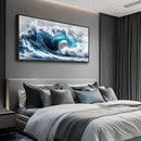 PHAOHUAXM Large Canvas Wall Art For Living Room Wall Decor For Bedroom Ocean Inspiration Wall Pictures Office Mural Decorations Posters Blue Wave Paintings Modern Home Decor Black Framed 24x48 In by CozyNest Decor