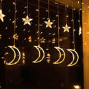 Dazzle Bright Ramadan Curtain String Lights, 138 LED 6.7ft x 3.2ft Warm White Star Moon 8 Lighting Modes Fairy Lights with Remote for Bedroom Wall, Wedding, Outdoor Party, Ramadan Decorations by GreenHaven Gardens