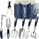 Gardening Tools Set of 9 Heavy Duty Garden Tools with Non-Slip Rubber Grip with Large Garden Bag, Durable for Garden, Weeding, Gifts for Women,Men by GreenHaven Gardens