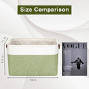 Storage Bins Large Fabric Storage Baskets for Shelves 3 Pack, Decorative Linen Closet Baskets with Handles for Organizing, Shelf, Clothes, Home, Office, 15x11x9.5Inches (Green&White) by TinyTreasures Baby Boutique