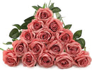 Pink Fake Roses Artificial Flowers - 10 Pcs Fake Artificial Roses Silk Flowers with Stems for Home Wedding Hotel Office Centerpiece Decor（Dusty Pink） by CozyNest Decor