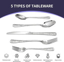 Floral 40 Pcs Silverware Set for 8, Food Grade Stainless Steel Flatware Set with Rose Flower Embossed Design, Eating Utensils Sets Include Fork/Knife/Spoon, Reusable Cutlery Set, Dishwasher Safe by CozyNest Decor