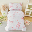 PERFEMET 4 Pieces Bow Comforter for Toddler Girls Reversible Bowknot Pink Toddler Bedding Set Ultra Soft Lightweight Princess Crib Bed Set with Sheets by TinyTreasures Baby Boutique