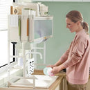 Dish Drying Rack, 3-Tier Over Sink Dish Drying Rack, 33.5" Sink Dish Rack for Small Kitchen, Space-Saving Sink Dish Rack with Cover, Baskets, Utensil, Large Kitchen Storage Organizer White by CozyNest Decor