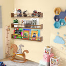 AZSKY Light Walnut Nursery Book Shelves 36 in Floating Wall Mounted Bookshelf Kids Room Hanging Shelves Toddlers Toys Books Storage Organizer a Set of 3 by TinyTreasures Baby Boutique