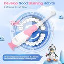 SEAGO Toddler Electric Toothbrushes for Baby Ages 0-3 Years, Baby Toothbrush with Smart Timer and Suction Base, 4 Replacement Brush Heads SG-513(Pink-C) by TinyTreasures Baby Boutique