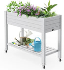 Elevated Horticulture Raised Garden Bed with Legs, Divisible Raised Resin Planter Box for Backyard, Patio, Balcony, with 4 Legs, 4 Swivel Lockable Wheels, and Storage Shelf,Ashen by GreenHaven Gardens