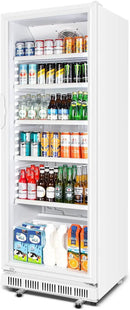 Commercial Beverage Refrigerator, 24.5 Inch 15 Cu. Ft. Drink Fridge, Display Refrigerator with Glass Door, Commercial Display Fridge with 5 Adjustable Shelves, for Shops, Restaurants, Bars by CozyNest Decor