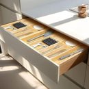 VaeFae Bamboo Kitchen Drawer Organizer, Wooden Utensil Tray with Multiple Compartments, Cutlery and Silverware Storage by CozyNest Decor