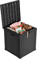 51 Gallon Resin Deck Box, Lockable Patio Outdoor Storage Box for Furniture, Garden Tools and Tools Storage, Waterproof Outside Storage Boxes - Black by CozyNest Decor