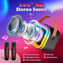 LED Mini Karaoke Machine for Kids: Birthday Gifts for Boys 3 4 5 6 7 8 9 10 Year Old Kid Microphone Toys for Boy Ages 4-8 Portable Bluetooth Speaker with 2 Wireless Mics for Kids Girls Adult by TinyTreasures Baby Boutique