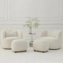 KINWELL 34" Wide 2 Boucle Swivel Barrel Chairs and 2 Ottomans Set, Fully Assembled Sherpa Accent Chairs and Footrest Set, Modern Comfy Armchairs and Footstool for Living Room and Bedroom, Beige by CozyNest Decor