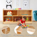 Montessori Shelf, 47-1/4" L Toy Shelf, Toy Storage Organizer with 2-Layer Bookshelf, 5-Section Wooden Storage Cabinet, Bookshelf for Kids Rooms, Playroom, School, Nursery by TinyTreasures Baby Boutique