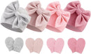 BQUBO Newborn Baby Hats Mittens Set Hospital Hat Beanie Infant Bow Hats Baby Gloves No Scratch Mittens for 0-6 Months by TinyTreasures Baby Boutique