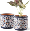 2 Pack Ceramic Flower Pots for Indoor Plants, 5 Inch Boho Plant Pot with Drainage Holes,Modern Planter for Decorative Succulents/Snake Plant/Orchid/Peace Lily/House Plants(Blue) by GreenHaven Gardens