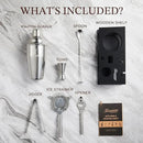 KITESSENSU Cocktail Shaker Set Bartender Kit, 6-Piece Silver Bar Set with Stand, Bar kit with Essential Bar Accessory Tools: Martini Shaker, Jigger, Strainer, Bar Spoon, Tongs, Opener by CozyNest Decor