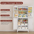75" H Metal Storage Cabinet, Pantry with 6 Door Shelves and 4 Adjustable Shelves, Leveling Foot for Kitchen, Living Room and Dinning Room, White by CozyNest Decor