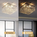 4-Lights Modern Flush Mount Ceiling Light Fixtures,Elegant Crystal Chandelier Pendant Ceiling Lamp for Bedroom,Living Room,Dining Room,Hallway H5.9 x W13.7 x L13.7 (Bulbs Not Included) Square by CozyNest Decor