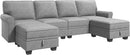 HONBAY Convertible Sectional Sofa with Storage Seat 6 Seat Sofa with Reversible Chaise U Shaped Sectional Couch for Living Room,Light Grey by CozyNest Decor