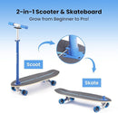 2-in-1 Kids Skateboard & Lean-to-Steer Scooter with Detachable Handlebar, LED Light-Up Wheels, Adjustable Height – Beginner Surf Skateboard for Ages 3+ by TinyTreasures Baby Boutique