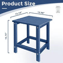 Adirondack Side Table Outdoor, HDPE Small Outdoor Table for Patio, Outside End Table, Blue, 13.98" x 13.19" x 16.73" by GreenHaven Gardens