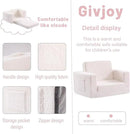 Toddler Chair Sherpa Kids Couch, 2-in-1 Soft Kids Sofa Lounger for Bedroom, Convertible Couch for Girls and Boys, Reading Chair, Beige by CozyNest Decor