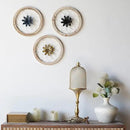 Paquesta 3 Piece Round Farmhouse Wall Decor with 6 Piece Interchangeable Flowers 12'' Medallion Wood & Metal Rustic Wall Art for Living Room Bedroom Kitchen Bathroom Dining Room Home Decorations by CozyNest Decor