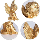 orenm 2 Pack Resin Cherubs Gold Angel Statue Figurine, Garden Sleeping Cherub Statue Sculpture Indoor Outdoor Home Decoration, Cute Adorable Angle Sculpture Memorial Statue(4" Height) (Gold) by GreenHaven Gardens