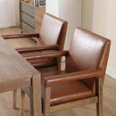 Mid Century Modern Dining Chairs Set of 4 Faux Leather Upholstered Living Room Side Chair, Kitchen Arm Chair with Solid Wood Legs for Home Kitchen & Restaurant, PU Brown by CozyNest Decor