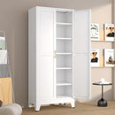 Metal Pantry Cabinet with 2 Doors and 5 Adjustable Shelves, 75" Kitchen Storage cabinets with Gold Handles, Versatile Storage for Laundry Room, Living Room, Bathroom, Dinning Room, Utility Room-White by CozyNest Decor