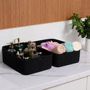 Large Shallow Organizing Baskets 15x11x5.1 Inches - Rope Woven Storage Bins for Bathroom, Shelves, Cube Closet, Black 2 Packs by CozyNest Decor