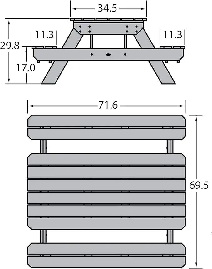 highwood Hometown Picnic Table, 6 Foot, Coastal Teak, photo 3 of 9